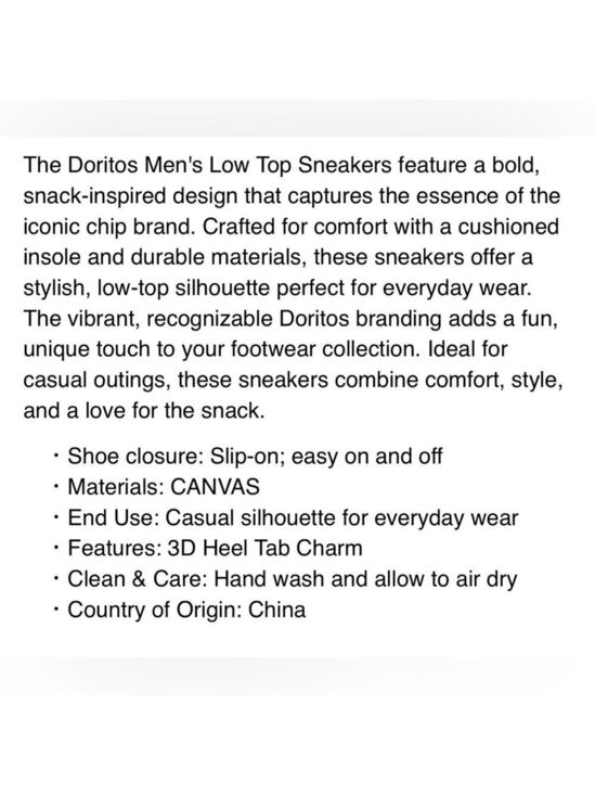 Doritos Flamin Hot Slip On Sneakers Men\'s Size 10 Canvas Red Black main image 8